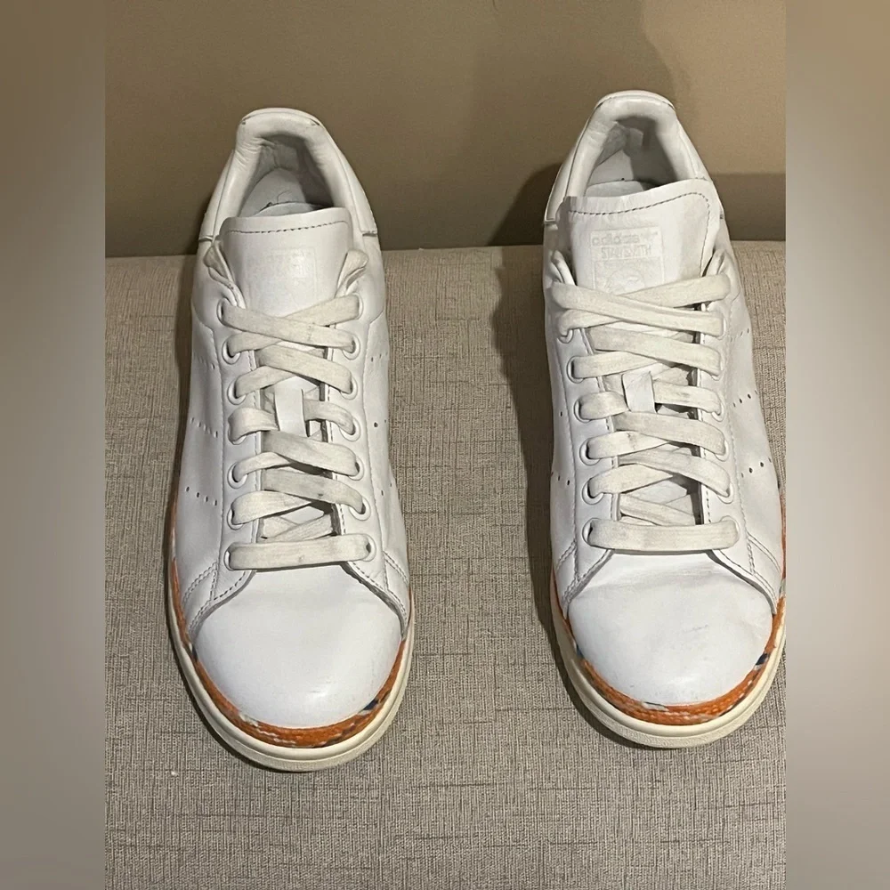 Adidas Stan Smth New Bold White and Orange Sneakers, size 7